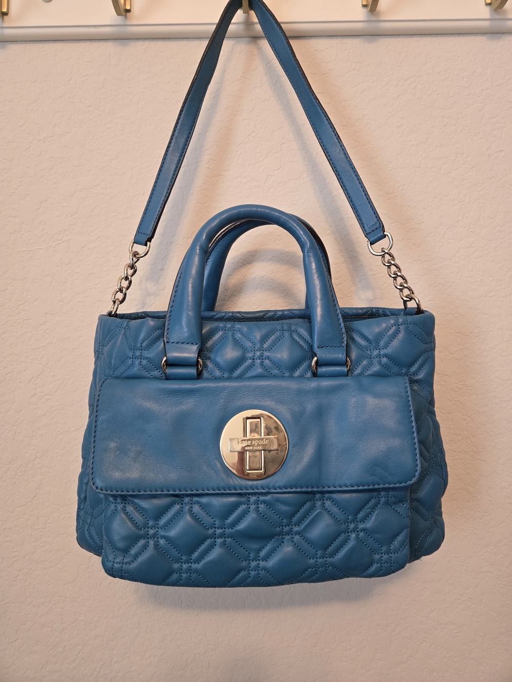 kate spade Quilted Leather Shoulder Bag - Turquoise Blue